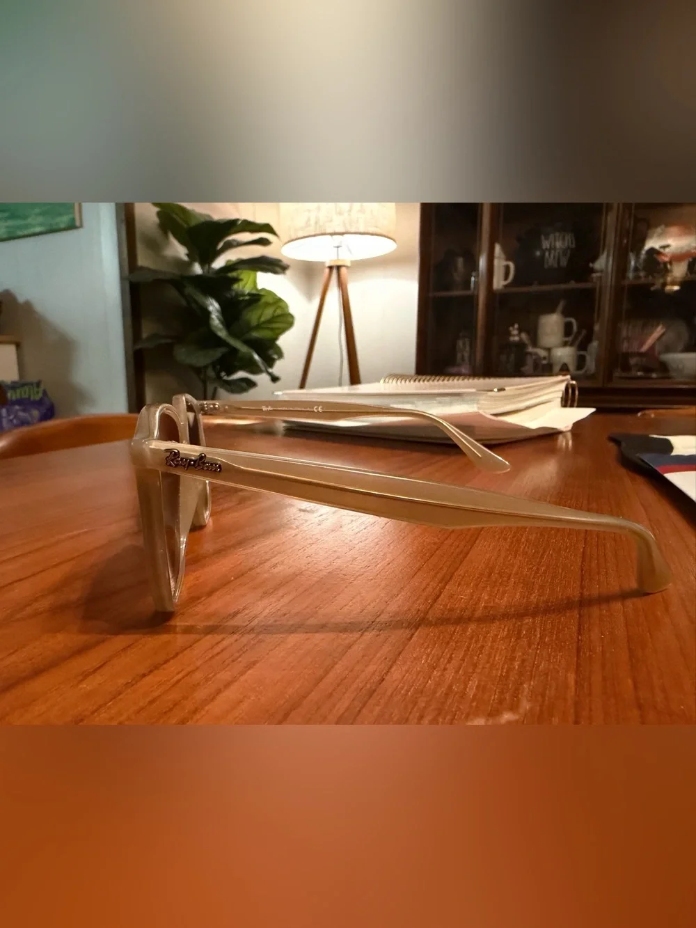 Ray-Ban Sunglasses – Beige/Tan Frame – Brown Gradient Lenses – Needs Adjustment